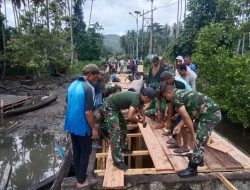 Kodim 1510/Sula Gelar Pra Karya Bhakti Bangun Jembatan Penghubung Antara Dua Desa di Sula