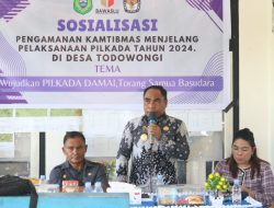 Hadiri Sosialisasi Pengamanan Pilkada di Desa Todowongi, Ini Pesan Pjs Bupati Halbar Dheni Tjan