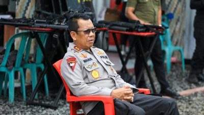Kapolda Malut Tinjau Uji Standarisasi Petugas Penindak Satuan PHH dan Anti Anarkis serta Penembak Gas Air Mata
