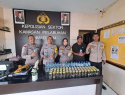 Polsek Pelabuhan Ahmad Yani Ternate Sita  Puluhan Botol Miras dari Sulut, Pemilik Menghilang 