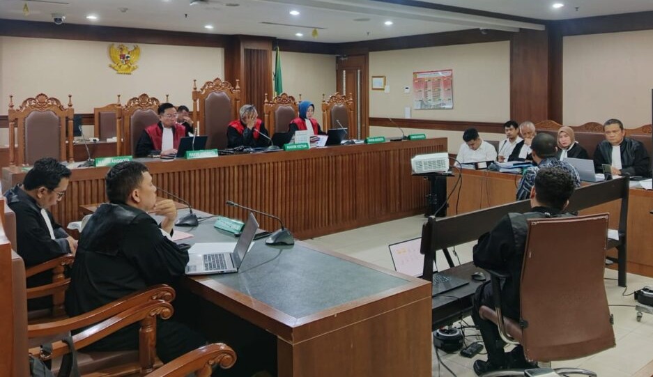 Suasana sidang kasus sengketa lahan PT Wana Kencana Mineral (WKM) dan PT Position di Pengadilan Negeri Jakarta Pusat( foto : istimewa)