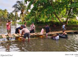 Bangun Rakit Sungai Gosora Untuk Warga, Polsek Obi Selatan Diapresiasi Kapolres  Halsel