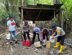 Polsek Gane Barat Kembali Musnahkan 100 Liter Miras dalam Ops Pekat Kie Raha I 2026 di Halsel