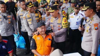 Kapori Pantau Pengamanan dan Pelayanan Arus Mudik di Terminal Bungurasih