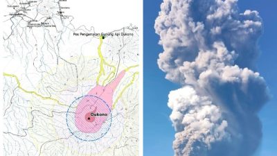 Dentuman Kuat Iringi Erupsi Gunung Dukono Pagi Ini
