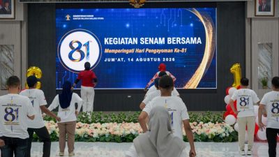 Sehat Bersama, Kemenkum Malut Gelar Senam Sehat Semarakkan Hari Pengayoman dan HUT ke-81 RI