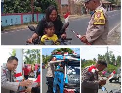 Jelang HUT RI ke-81, Polsek Tobelo Selatan Bagikan Bendera Merah Putih kepada Masyarakat 
