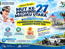 HUT ke-27 Malut, Gubernur Sherly Kasih Kado Pro-Rakyat: Bebas Denda, Bebas Progresif, Diskon PKB 10 Persen